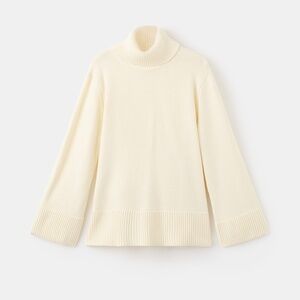 MANGO - Turtleneck sweater with slits ecru - S - Woman
